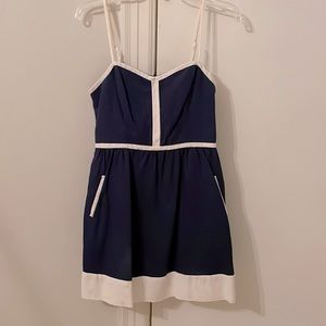 Casual summer dress, navy blue and white